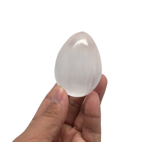 1pc, 2.4"-2.8" Natural Polished Selenite Gemstones Eggs Crystal @Morroco, SEM01 - watangem.com