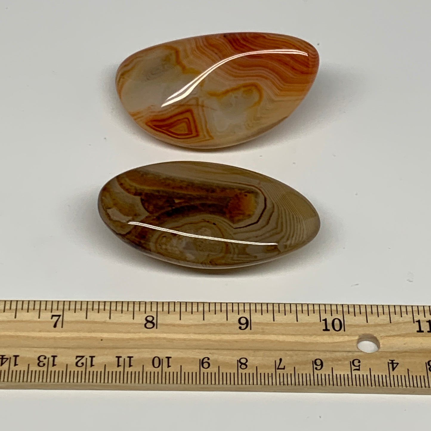 120.1g,2.5"-2.6", 2pcs, Sardonyx Palm-Stone Gem Crystal Polished Reiki, B26483
