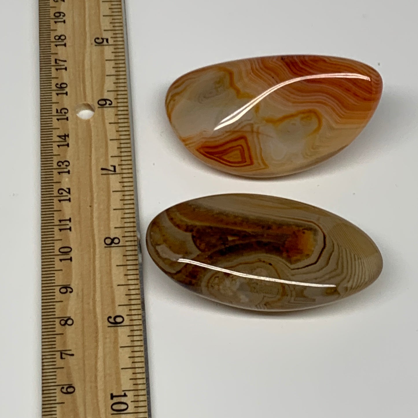 120.1g,2.5"-2.6", 2pcs, Sardonyx Palm-Stone Gem Crystal Polished Reiki, B26483