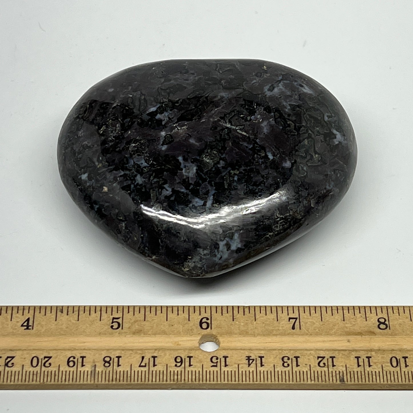 367.6g,3"x3.6"x1.3" Indigo Gabro Merlinite Heart Gemstone @Madagascar,B19903