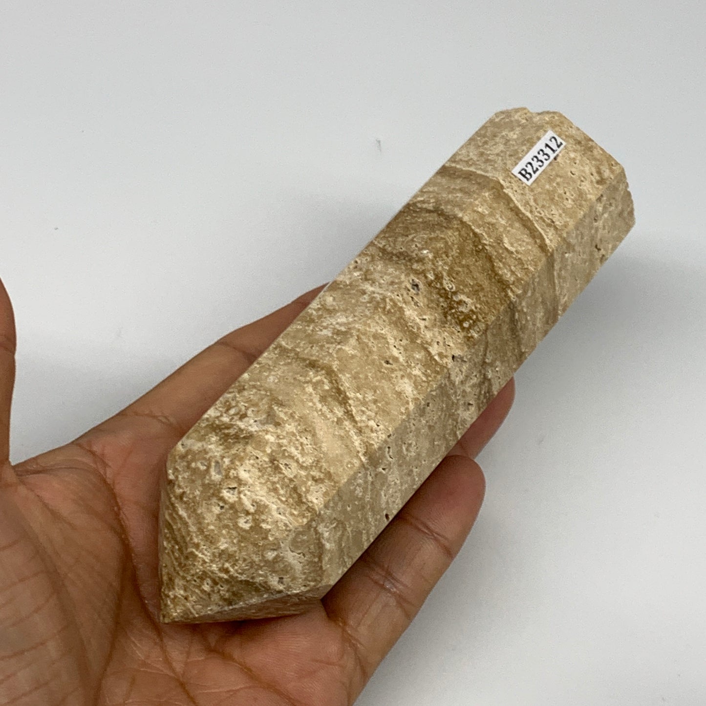 333.4g, 5.2"x1.5" Natural Chocolate Calcite Tower Point Obelisk Crystal, B23312