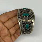 32.8g, 1.6" Turkmen Cuff Bracelet Tribal Small Marquise, Turquoise Inlay, B13580