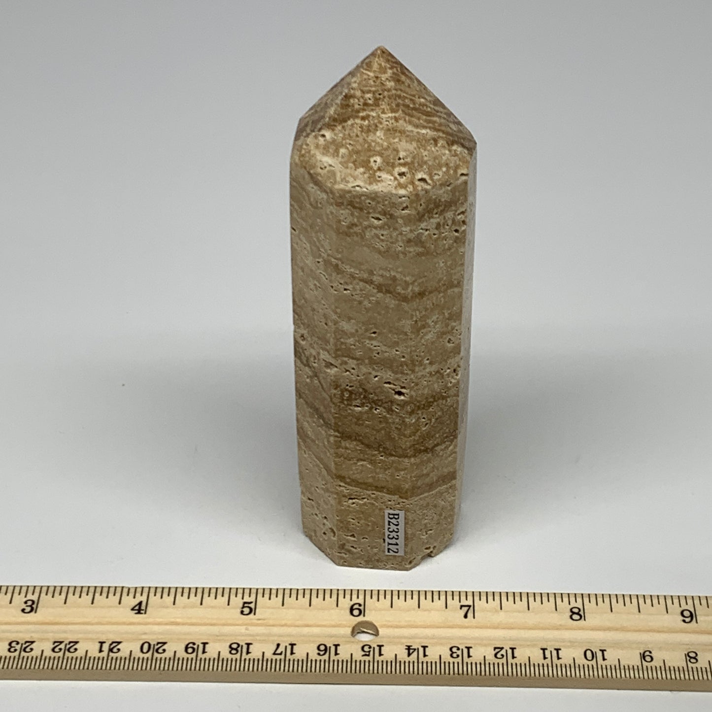 333.4g, 5.2"x1.5" Natural Chocolate Calcite Tower Point Obelisk Crystal, B23312