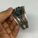 32.8g, 1.6" Turkmen Cuff Bracelet Tribal Small Marquise, Turquoise Inlay, B13580