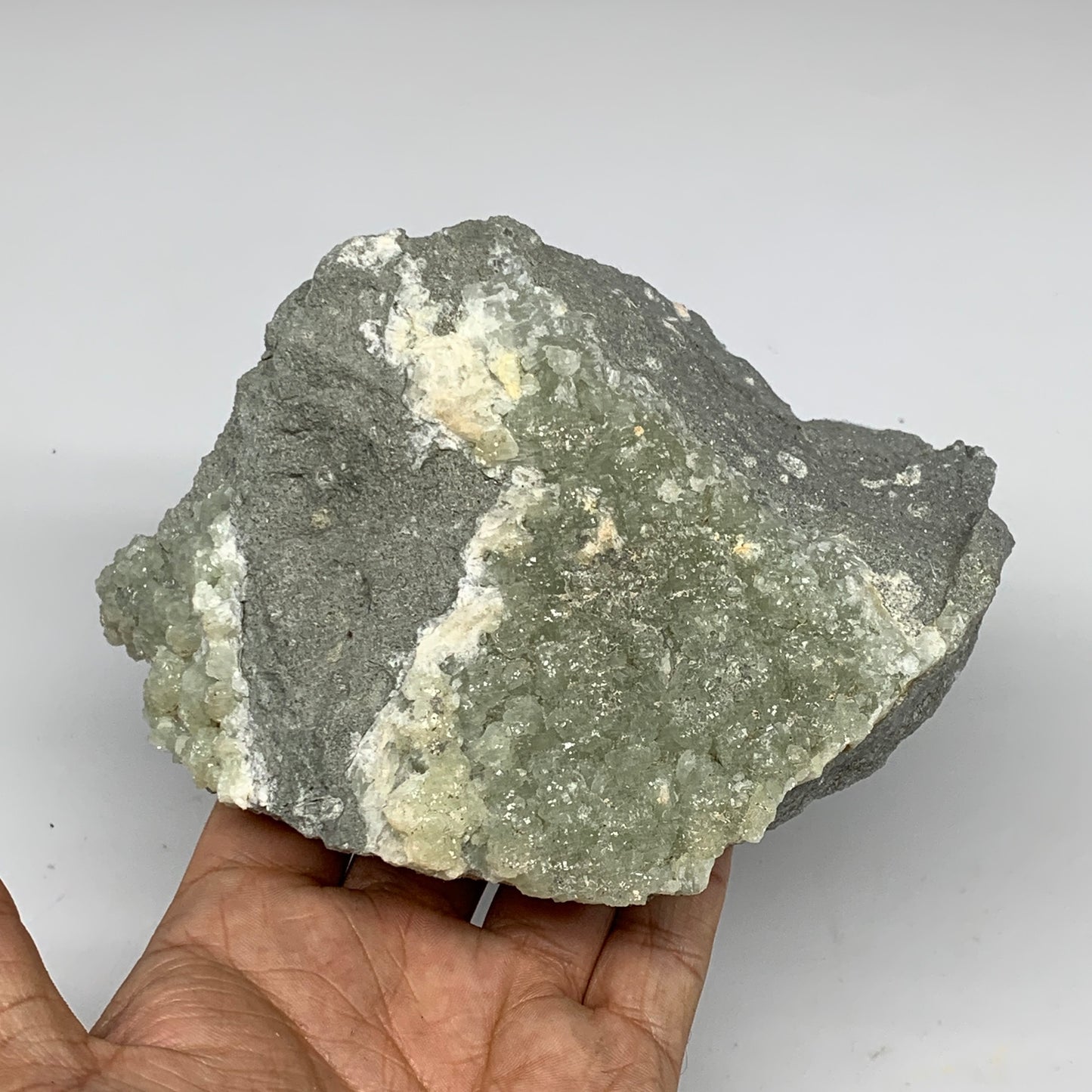 806g,5.5"x4"x2.6",Natural Green Prehnite Custer Mineral Specimen @Morocco, B1126