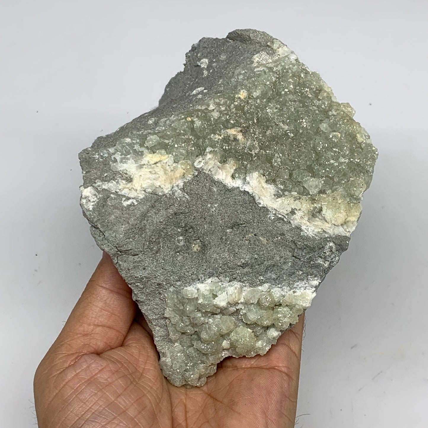 806g,5.5"x4"x2.6",Natural Green Prehnite Custer Mineral Specimen @Morocco, B1126