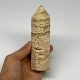 315.6g, 5.3"x1.5" Natural Chocolate Calcite Tower Point Obelisk Crystal, B23314