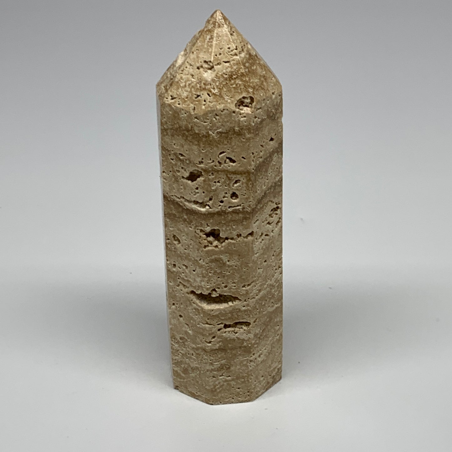 315.6g, 5.3"x1.5" Natural Chocolate Calcite Tower Point Obelisk Crystal, B23314