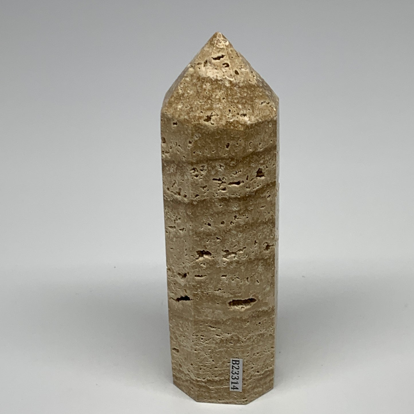 315.6g, 5.3"x1.5" Natural Chocolate Calcite Tower Point Obelisk Crystal, B23314