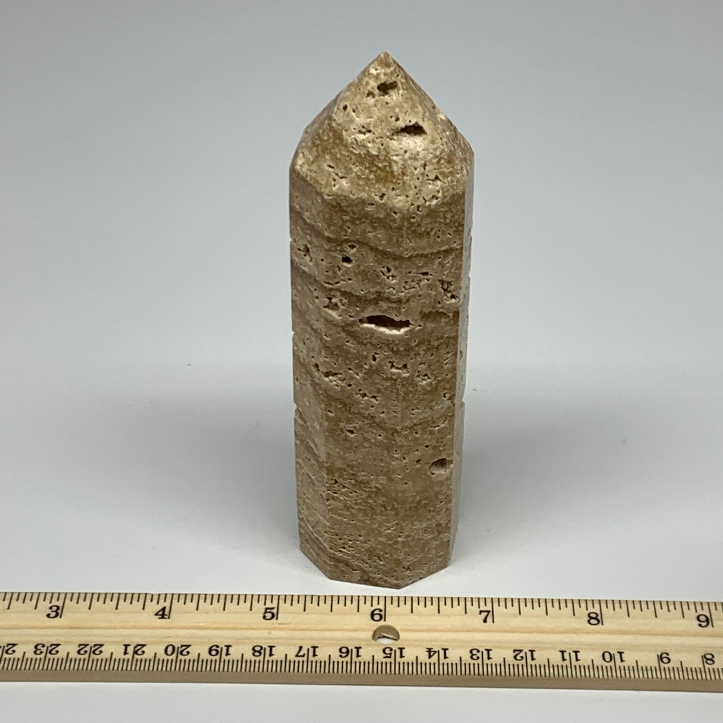 315.6g, 5.3"x1.5" Natural Chocolate Calcite Tower Point Obelisk Crystal, B23314