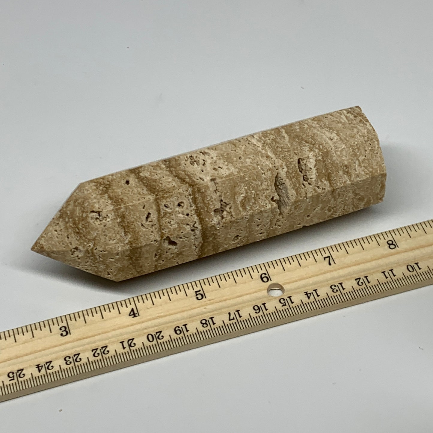 315.6g, 5.3"x1.5" Natural Chocolate Calcite Tower Point Obelisk Crystal, B23314