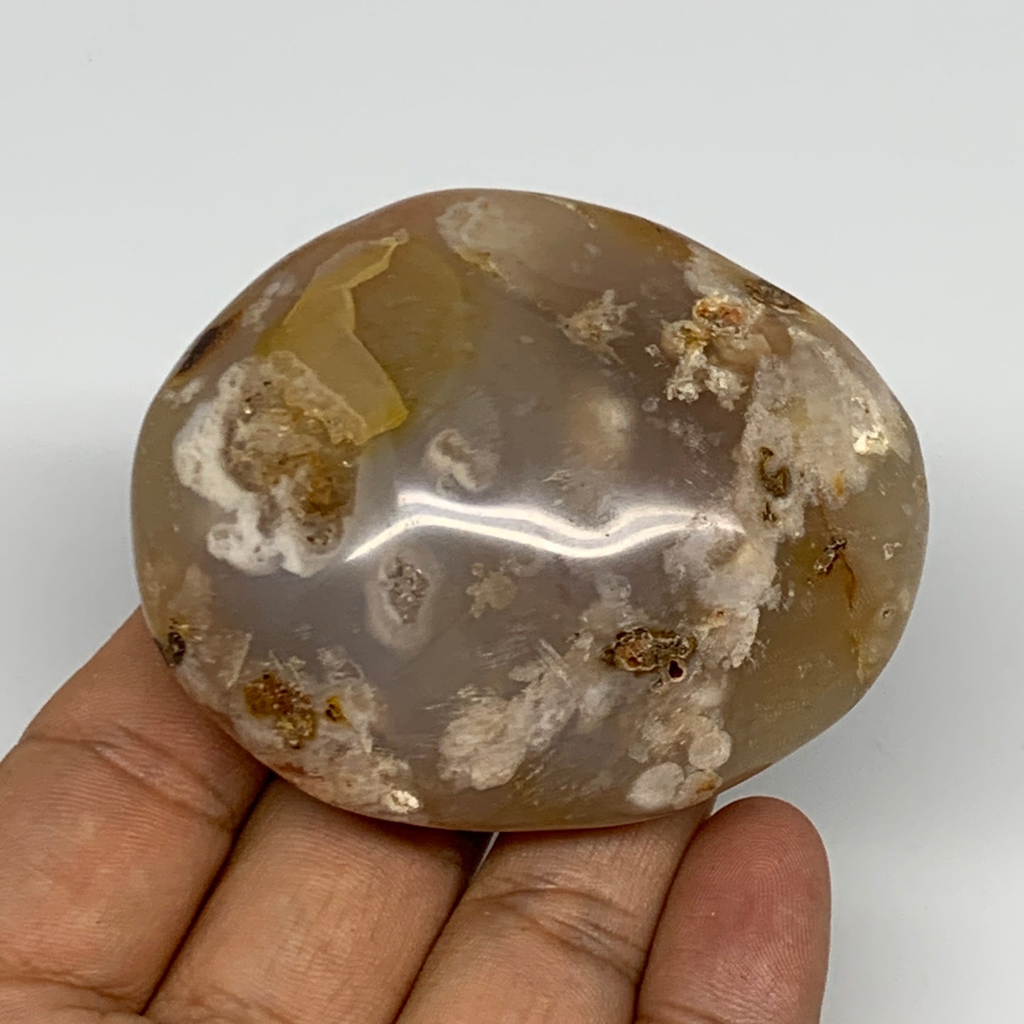 118.2g,2.6"x2.1"x1.1", Flower Agate Palm-Stone Crystal Reiki @Madagascar,B16136
