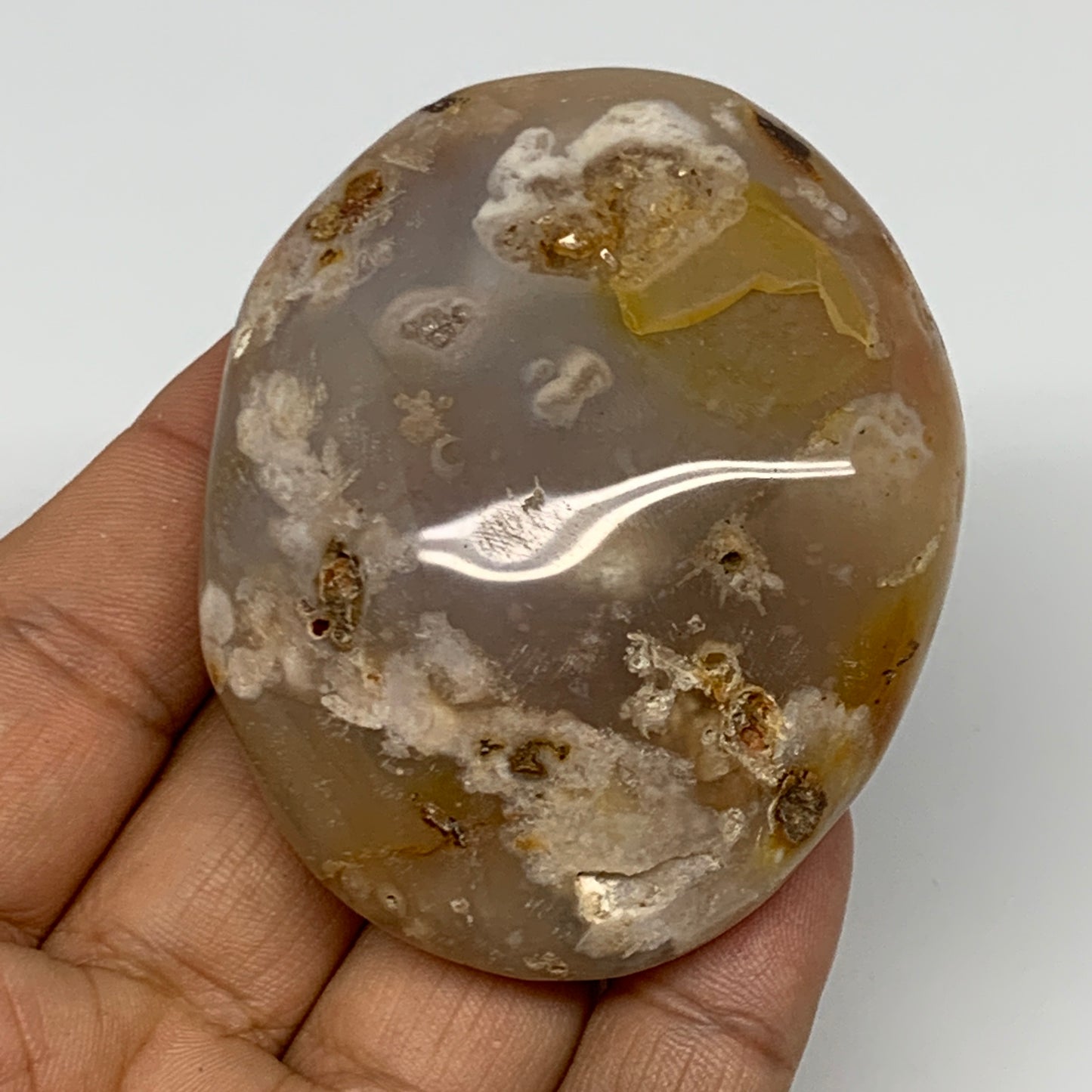 118.2g,2.6"x2.1"x1.1", Flower Agate Palm-Stone Crystal Reiki @Madagascar,B16136