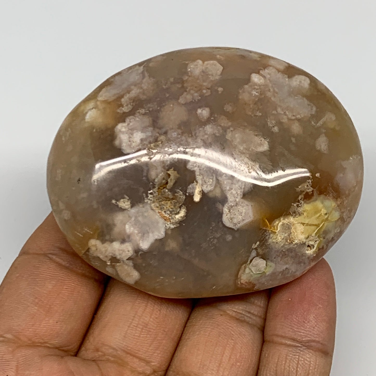 118.2g,2.6"x2.1"x1.1", Flower Agate Palm-Stone Crystal Reiki @Madagascar,B16136
