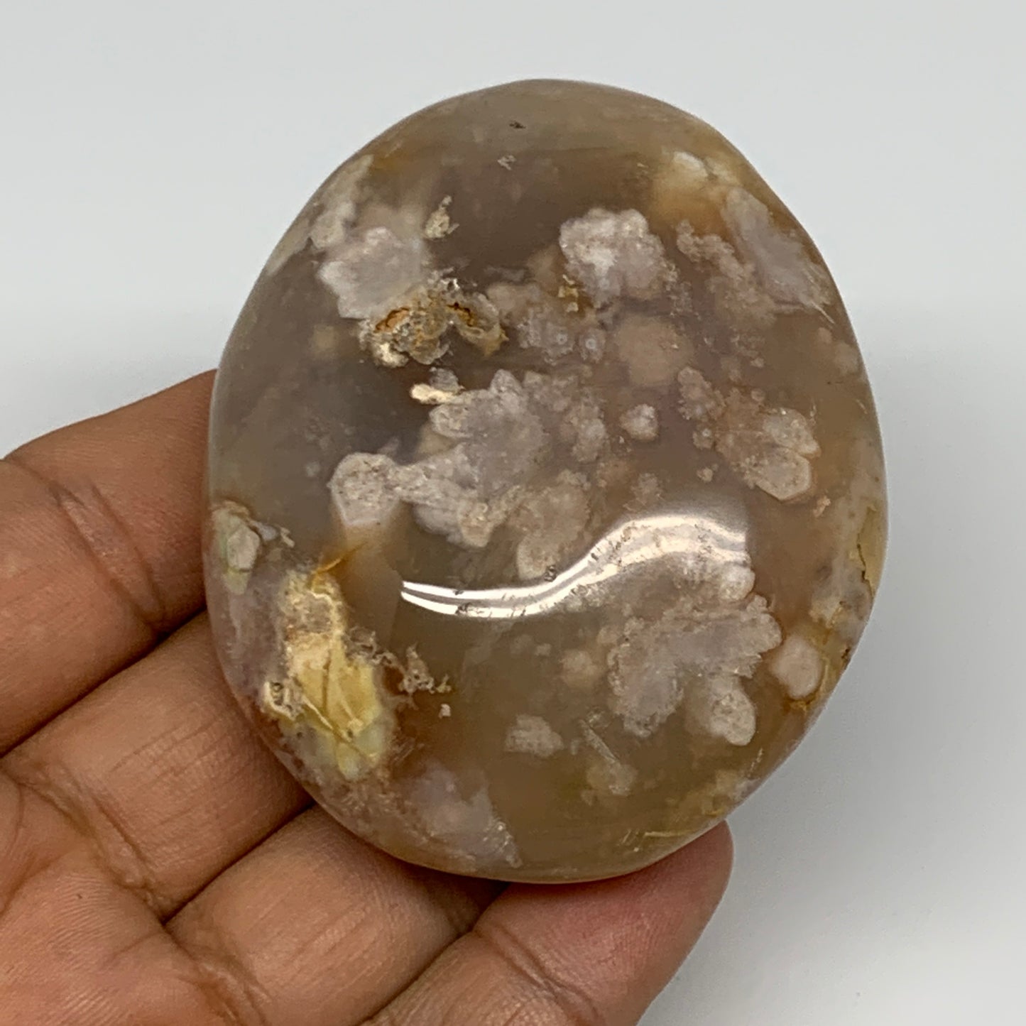 118.2g,2.6"x2.1"x1.1", Flower Agate Palm-Stone Crystal Reiki @Madagascar,B16136