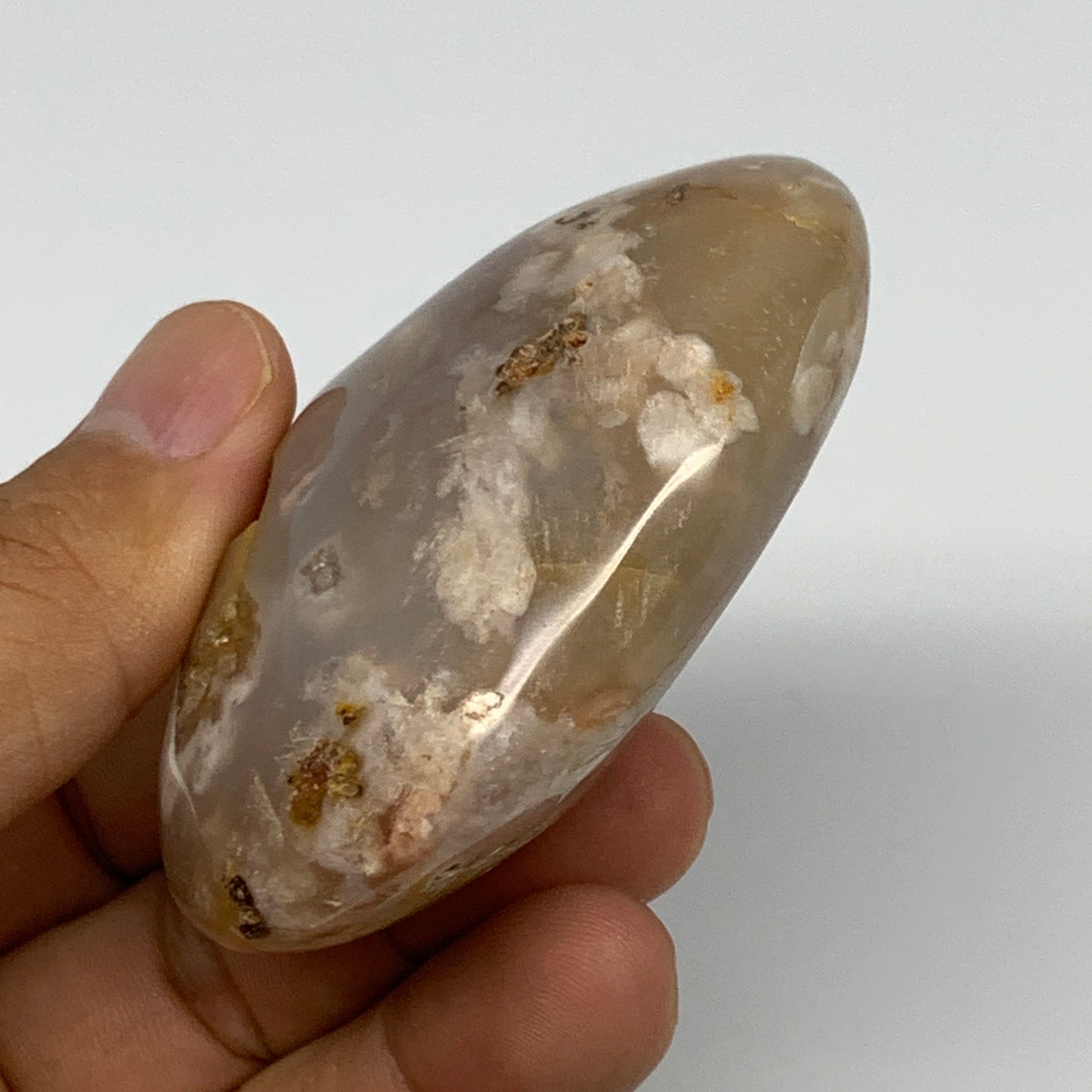 118.2g,2.6"x2.1"x1.1", Flower Agate Palm-Stone Crystal Reiki @Madagascar,B16136
