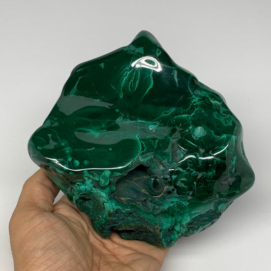 1450g,5.7"x5.3"x2" Natural Malachite Freeform Polished @Congo, B18461