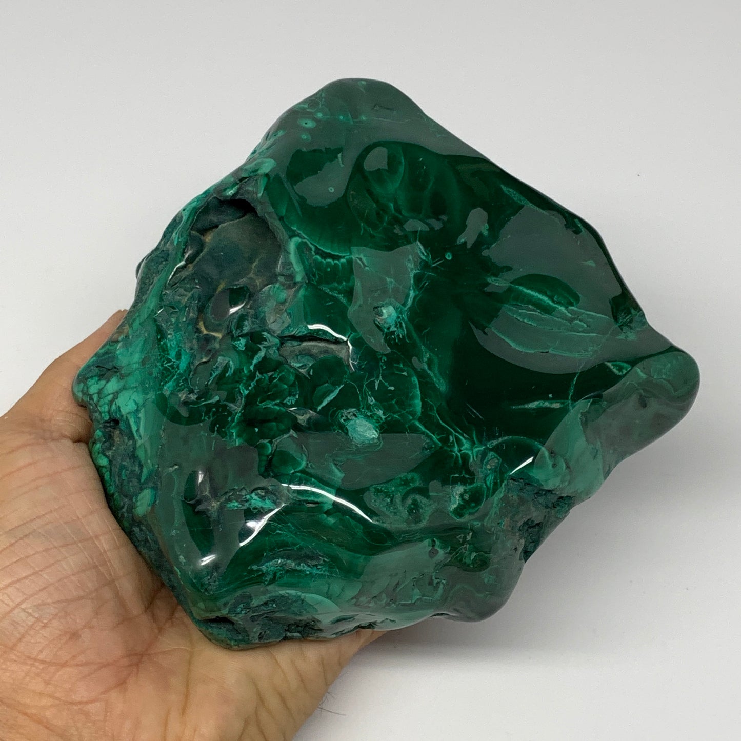 1450g,5.7"x5.3"x2" Natural Malachite Freeform Polished @Congo, B18461