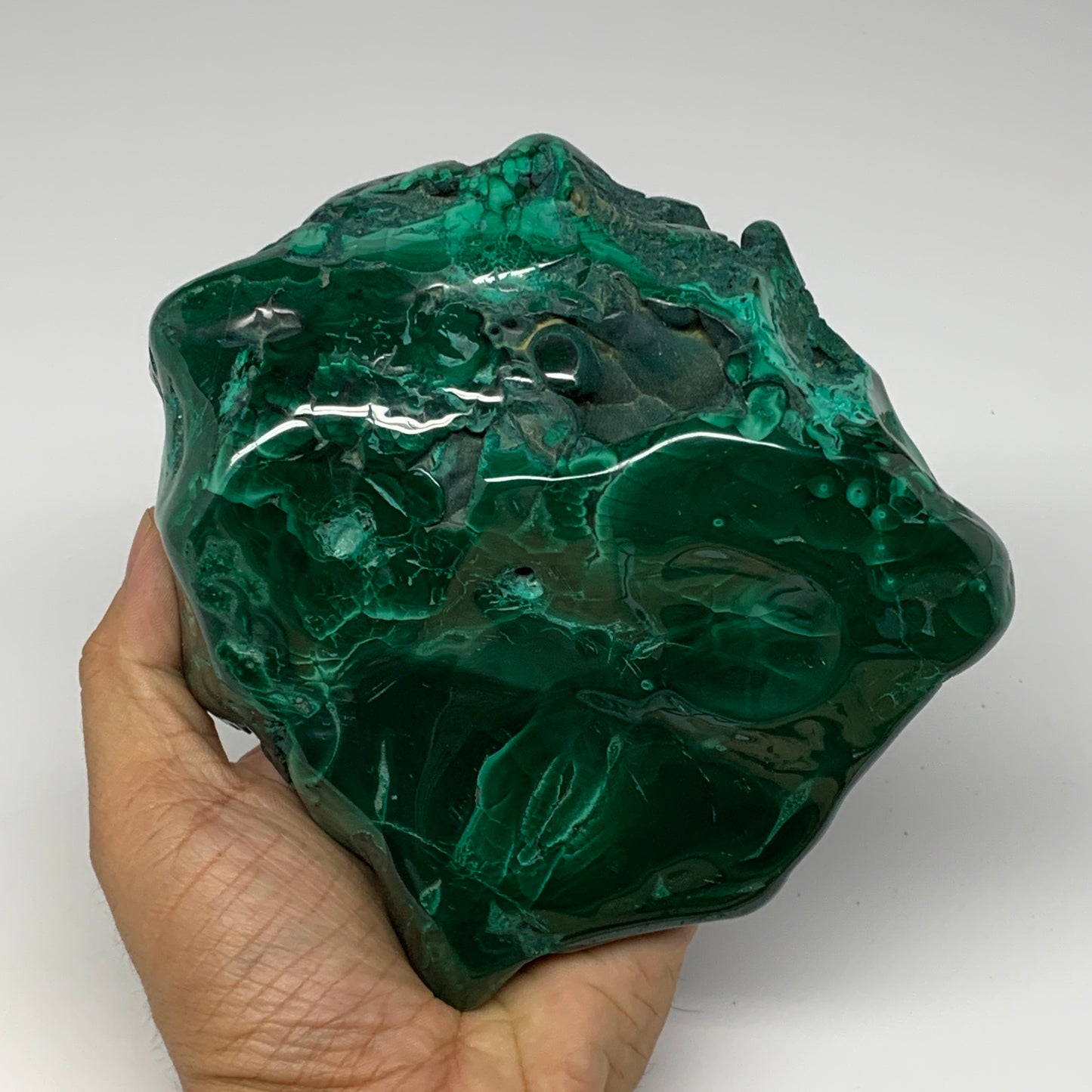 1450g,5.7"x5.3"x2" Natural Malachite Freeform Polished @Congo, B18461