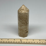 397.4g, 5.6"x1.6" Natural Chocolate Calcite Tower Point Obelisk Crystal, B23316