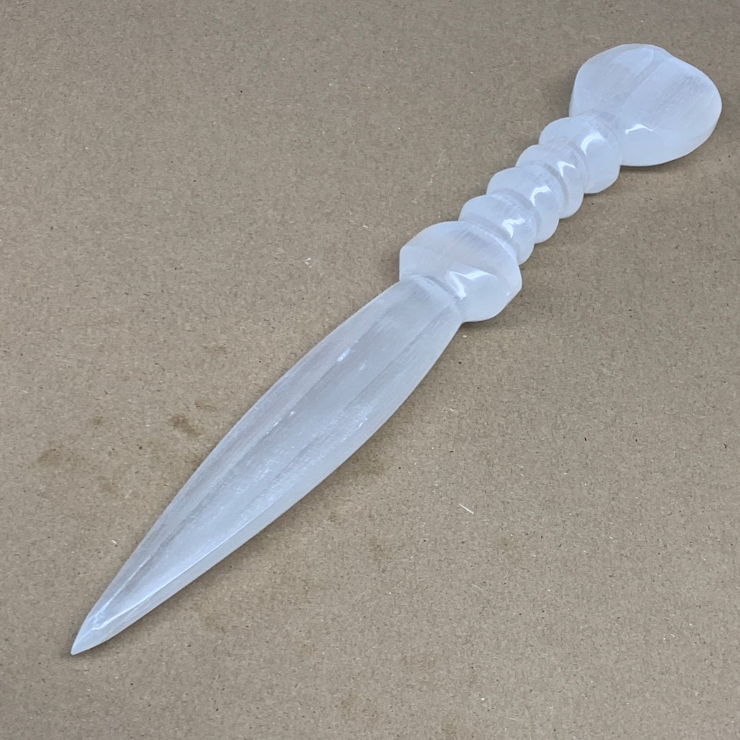 355g,11.75"x2"x1.1"Natural Selenite Crystal Knife (Satin Spar) @Morocco,B24075