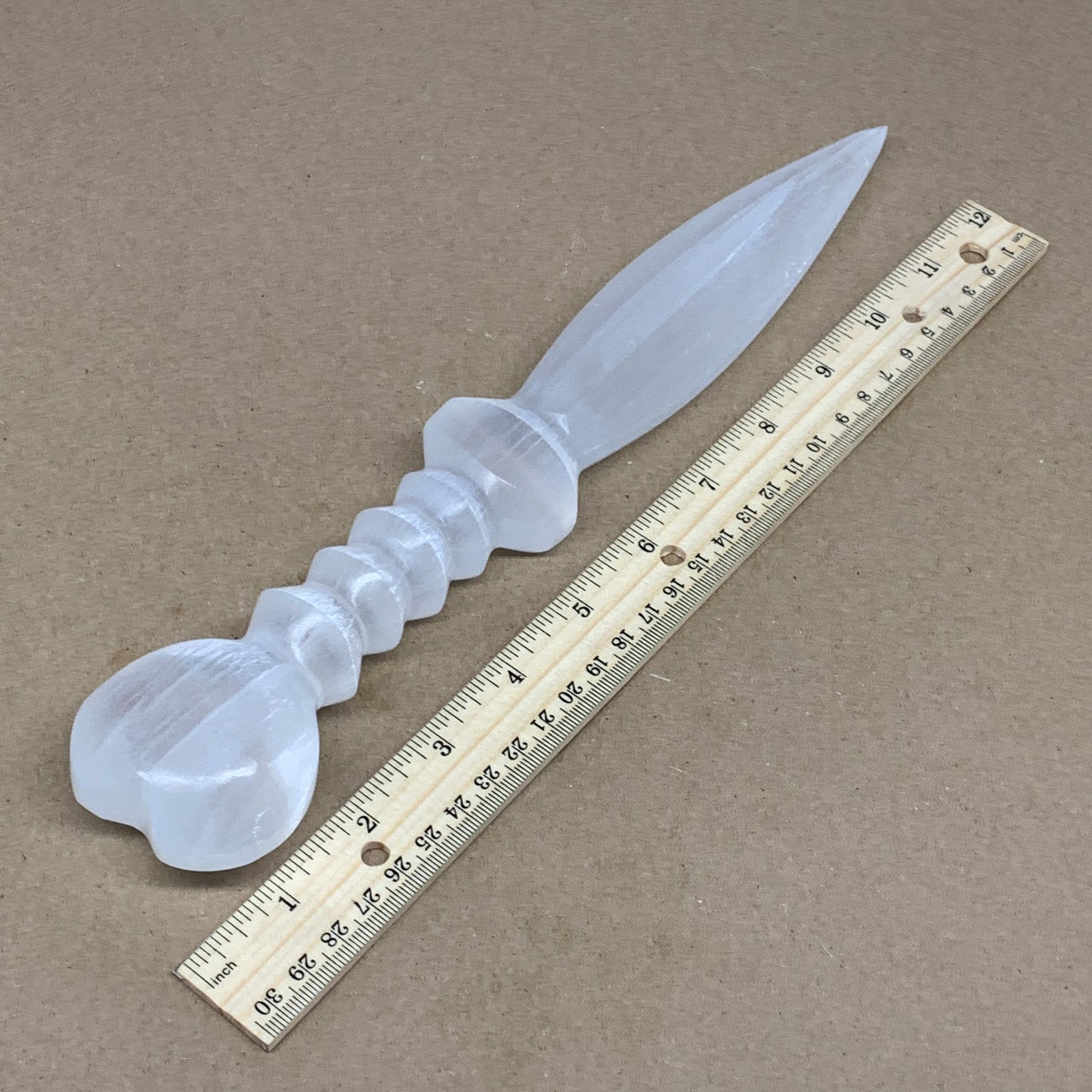 355g,11.75"x2"x1.1"Natural Selenite Crystal Knife (Satin Spar) @Morocco,B24075
