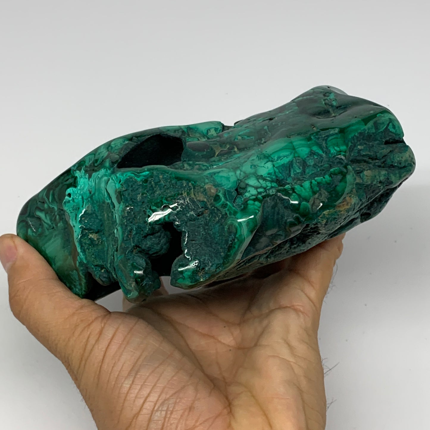1450g,5.7"x5.3"x2" Natural Malachite Freeform Polished @Congo, B18461