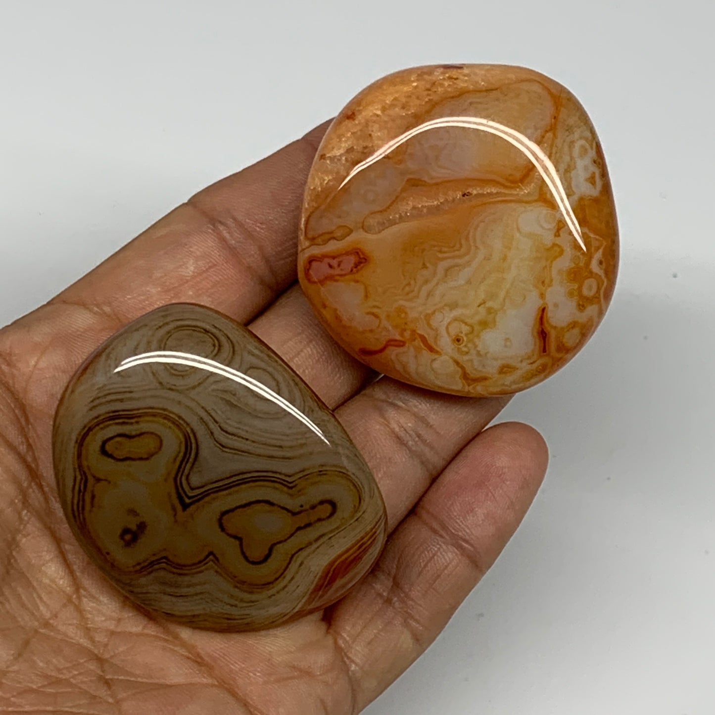 137.8g, 2"-2", 2pcs, Sardonyx Palm-Stone Gem Crystal Polished Reiki, B26490