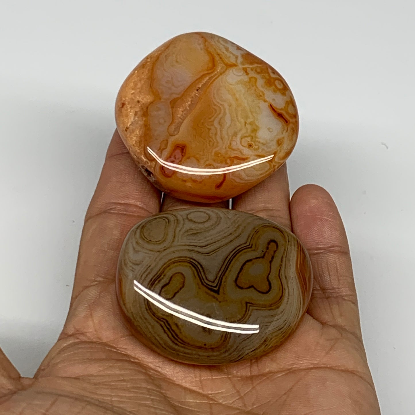 137.8g, 2"-2", 2pcs, Sardonyx Palm-Stone Gem Crystal Polished Reiki, B26490