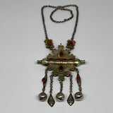 115.7g, 20" Vintage Turkmen Necklace Gold-Gilded Silver Rare Pendant, B14488