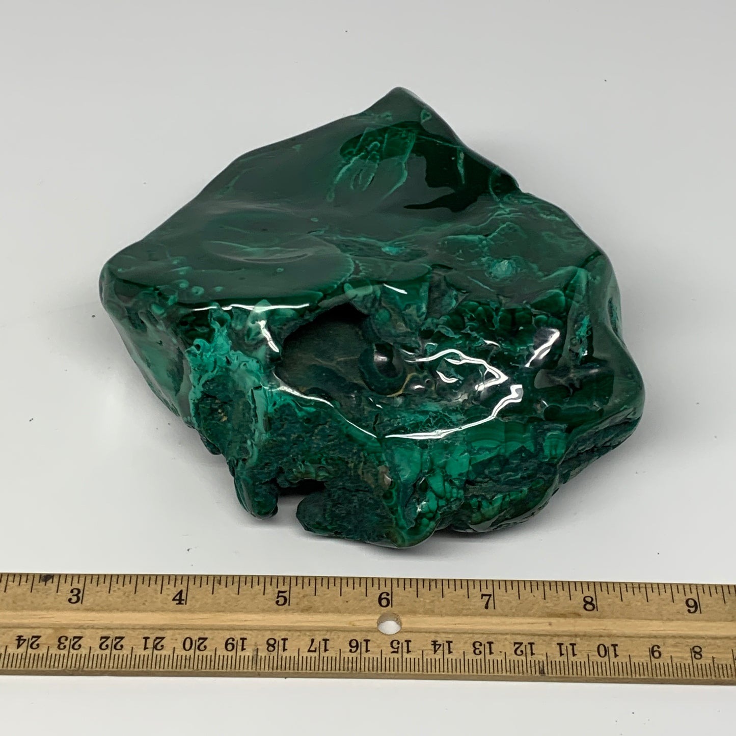 1450g,5.7"x5.3"x2" Natural Malachite Freeform Polished @Congo, B18461