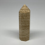 397.8g, 5.6"x1.6" Natural Chocolate Calcite Tower Point Obelisk Crystal, B23317