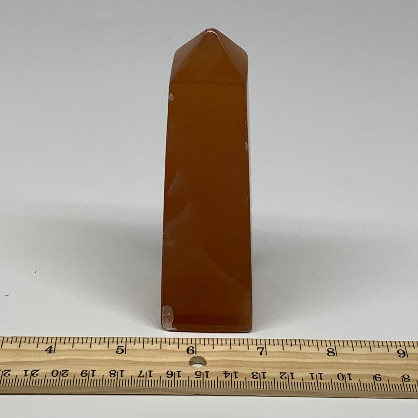 268.8g, 4.6"x1.4", Honey Calcite Point Tower Obelisk Crystal @Pakistan, B26133