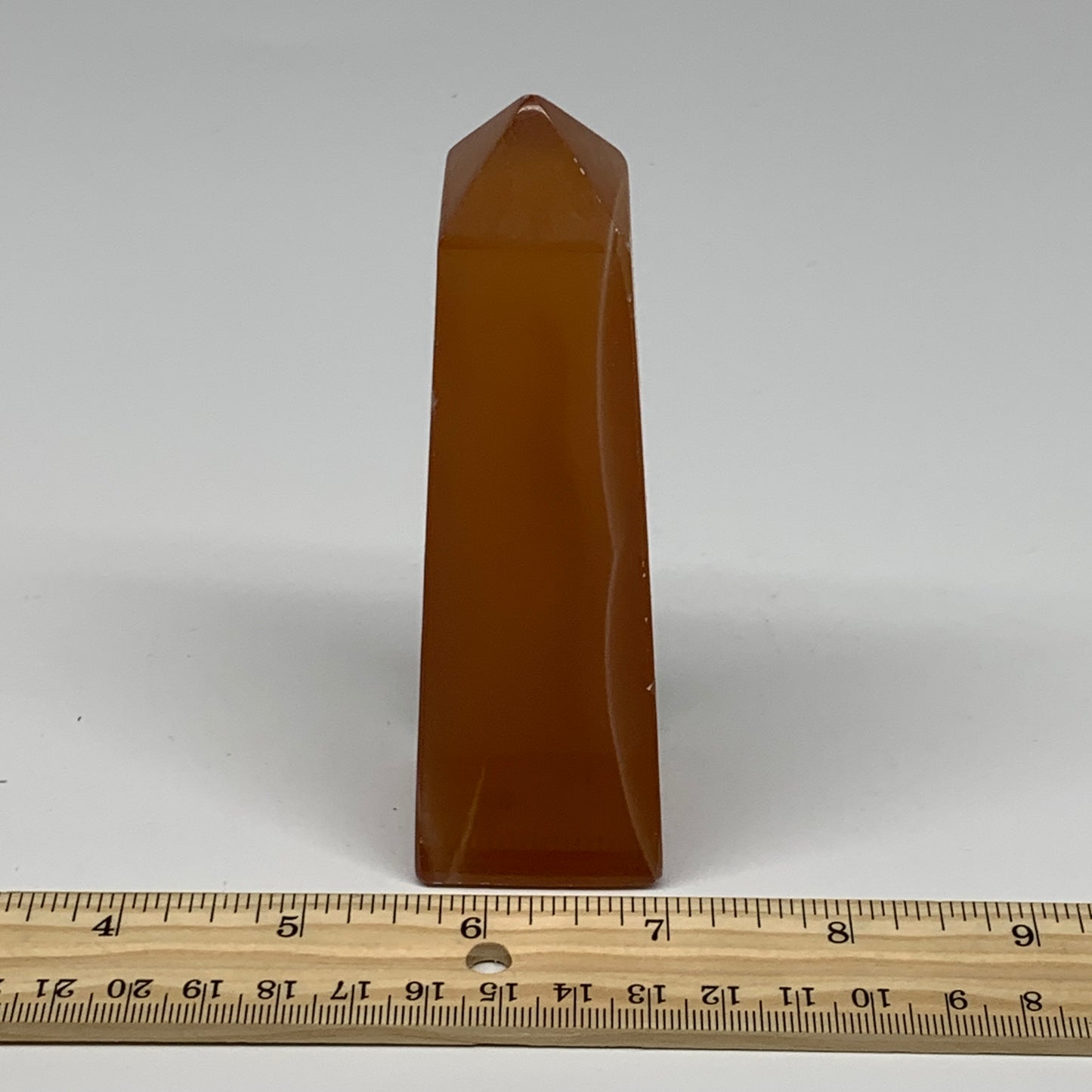 268.8g, 4.6"x1.4", Honey Calcite Point Tower Obelisk Crystal @Pakistan, B26133