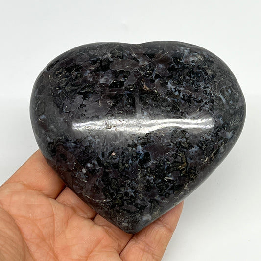 400g,3.4"x3.6"x1.4" Indigo Gabro Merlinite Heart Gemstone @Madagascar,B19909