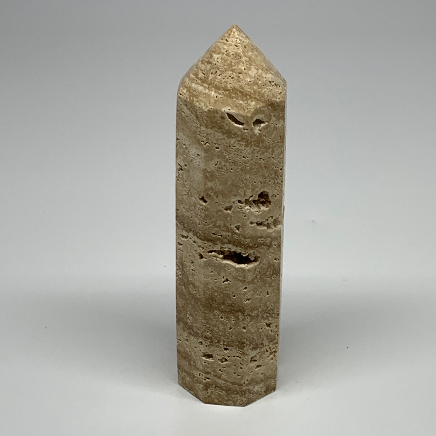 338.6g, 5.6"x1.5" Natural Chocolate Calcite Tower Point Obelisk Crystal, B23318