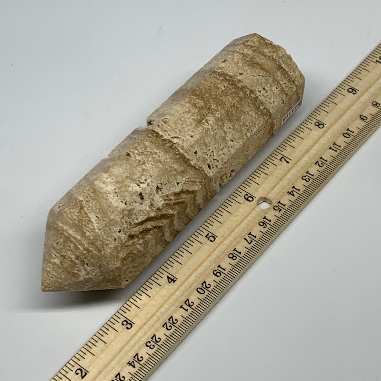 338.6g, 5.6"x1.5" Natural Chocolate Calcite Tower Point Obelisk Crystal, B23318