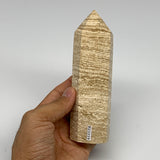 359.8g, 5.5"x1.6" Natural Chocolate Calcite Tower Point Obelisk Crystal, B23319