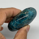 105.8g,2.4"x1.8"x1" Blue Apatite Palm-Stone Polished Reiki @Madagascar, B12064