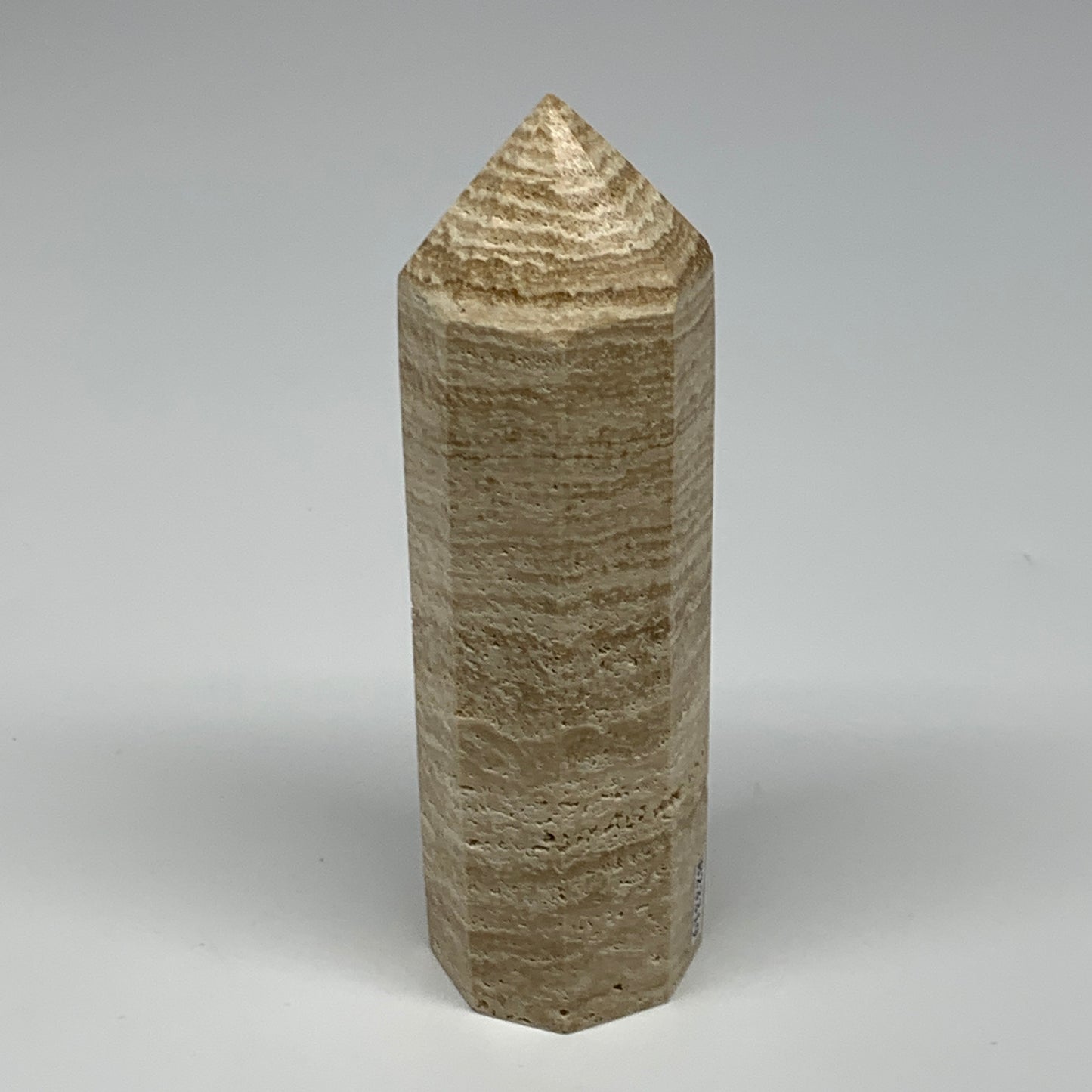 359.8g, 5.5"x1.6" Natural Chocolate Calcite Tower Point Obelisk Crystal, B23319