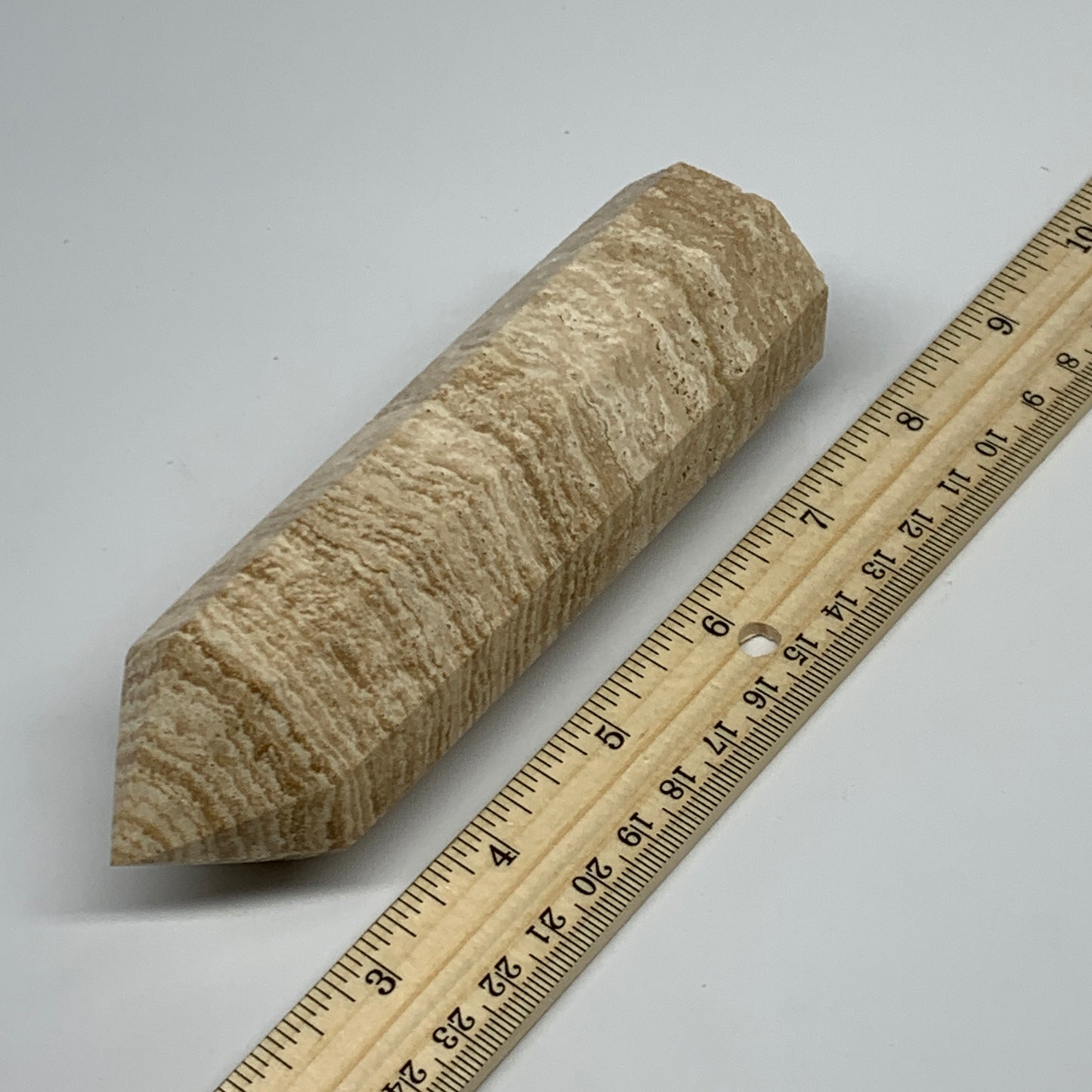 359.8g, 5.5"x1.6" Natural Chocolate Calcite Tower Point Obelisk Crystal, B23319