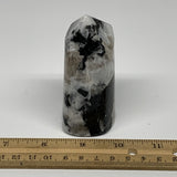 245.2g, 3.2"x1.9"x1.5" Rainbow Moonstone Tower Obelisk Point Crystal, B21605