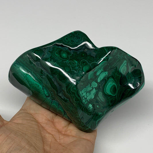 855g,5.2"x3.8"x1.8" Natural Malachite Freeform Polished from Congo, B18464