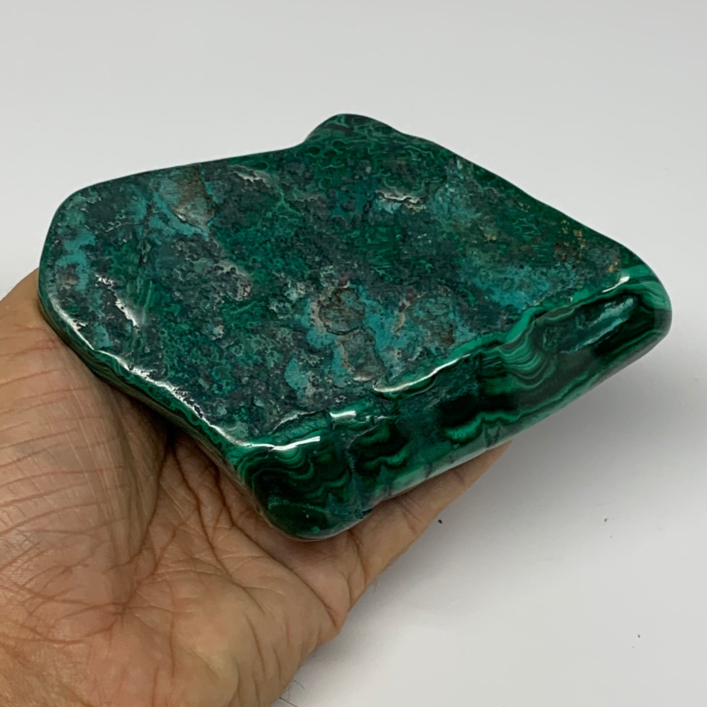 855g,5.2"x3.8"x1.8" Natural Malachite Freeform Polished from Congo, B18464