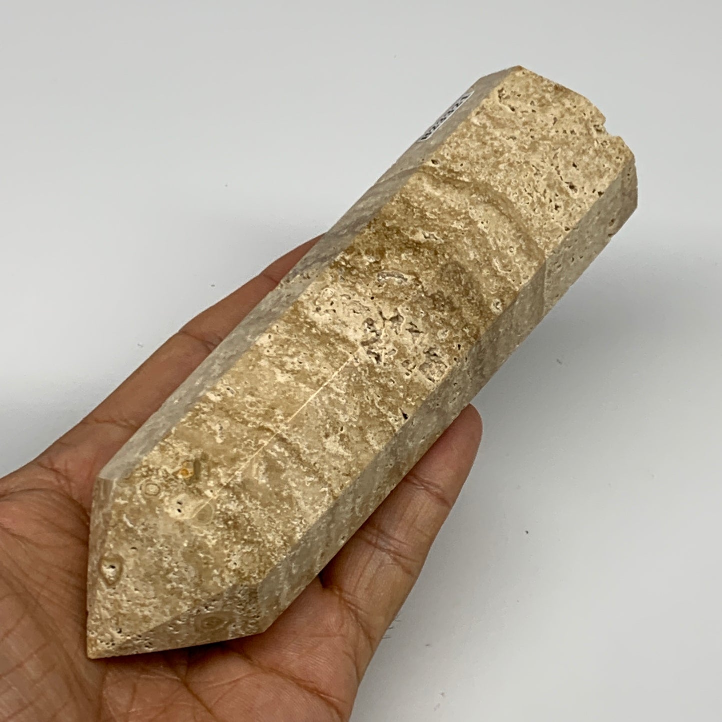 337.3g, 5.3"x1.5" Natural Chocolate Calcite Tower Point Obelisk Crystal, B23321