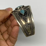32.9g, 1.6" Turkmen Cuff Bracelet Tribal Small Marquise, Turquoise Inlay, B13588