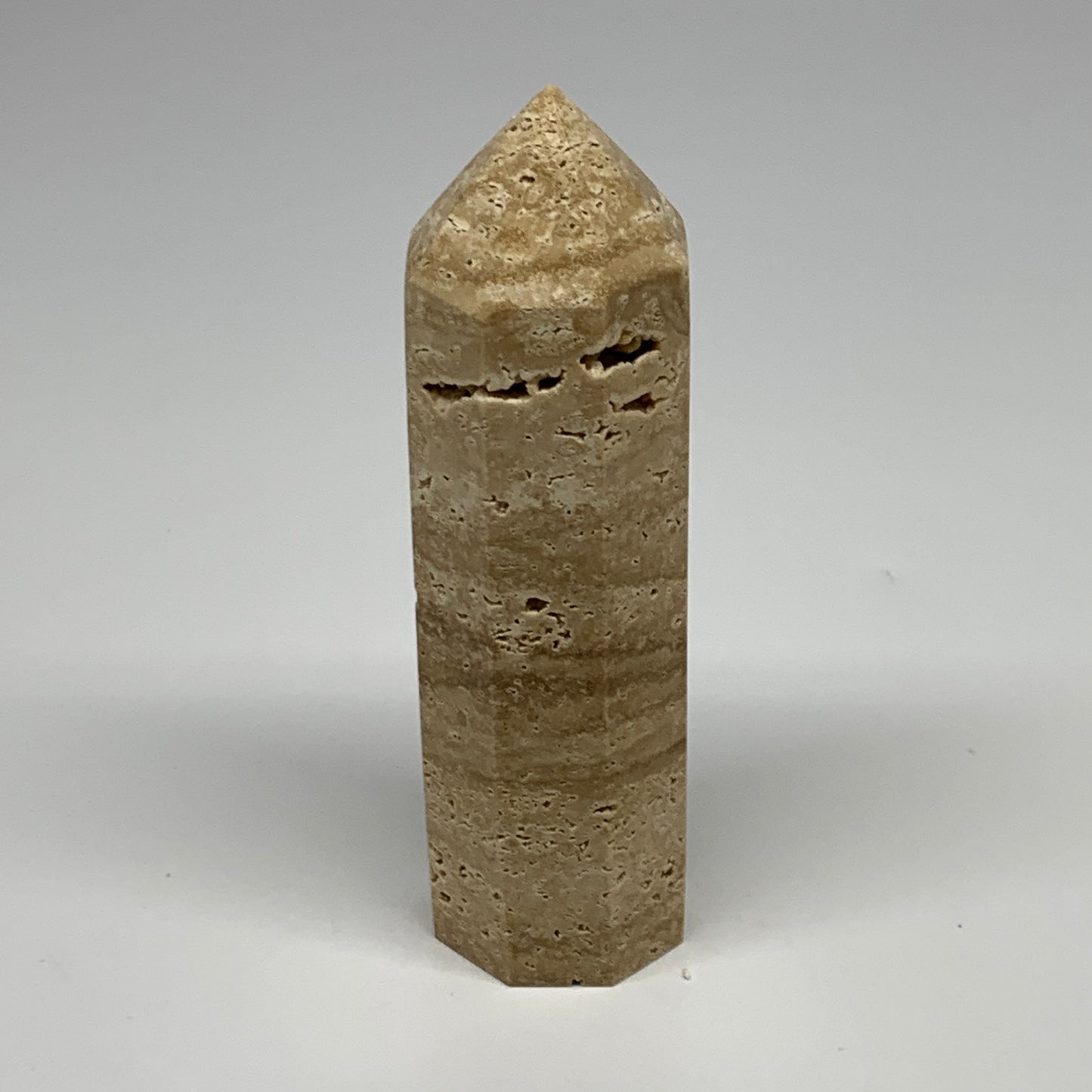 337.3g, 5.3"x1.5" Natural Chocolate Calcite Tower Point Obelisk Crystal, B23321