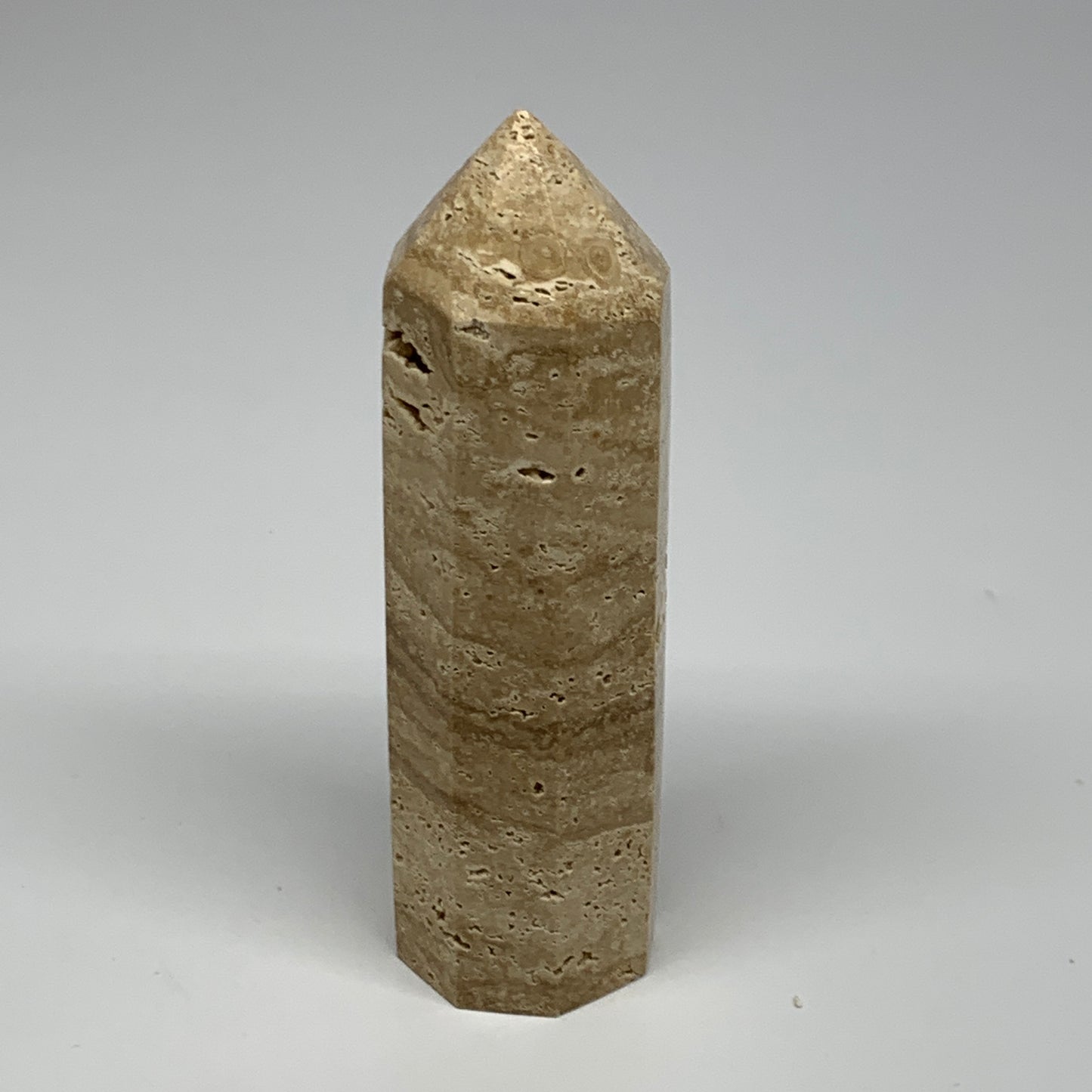 337.3g, 5.3"x1.5" Natural Chocolate Calcite Tower Point Obelisk Crystal, B23321