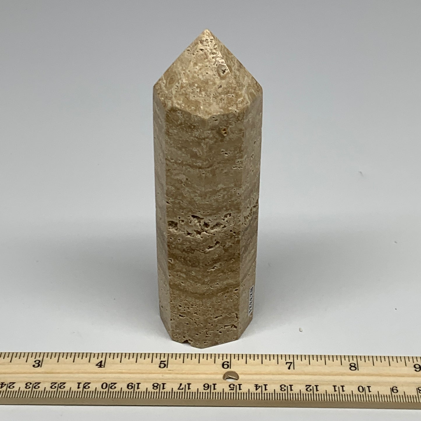 337.3g, 5.3"x1.5" Natural Chocolate Calcite Tower Point Obelisk Crystal, B23321