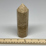 337.3g, 5.3"x1.5" Natural Chocolate Calcite Tower Point Obelisk Crystal, B23321